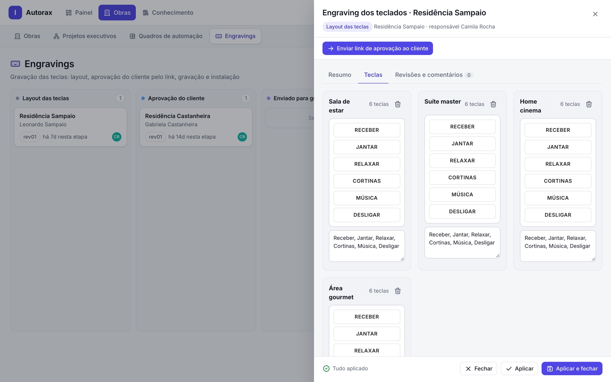 Kanban de engravings dos teclados